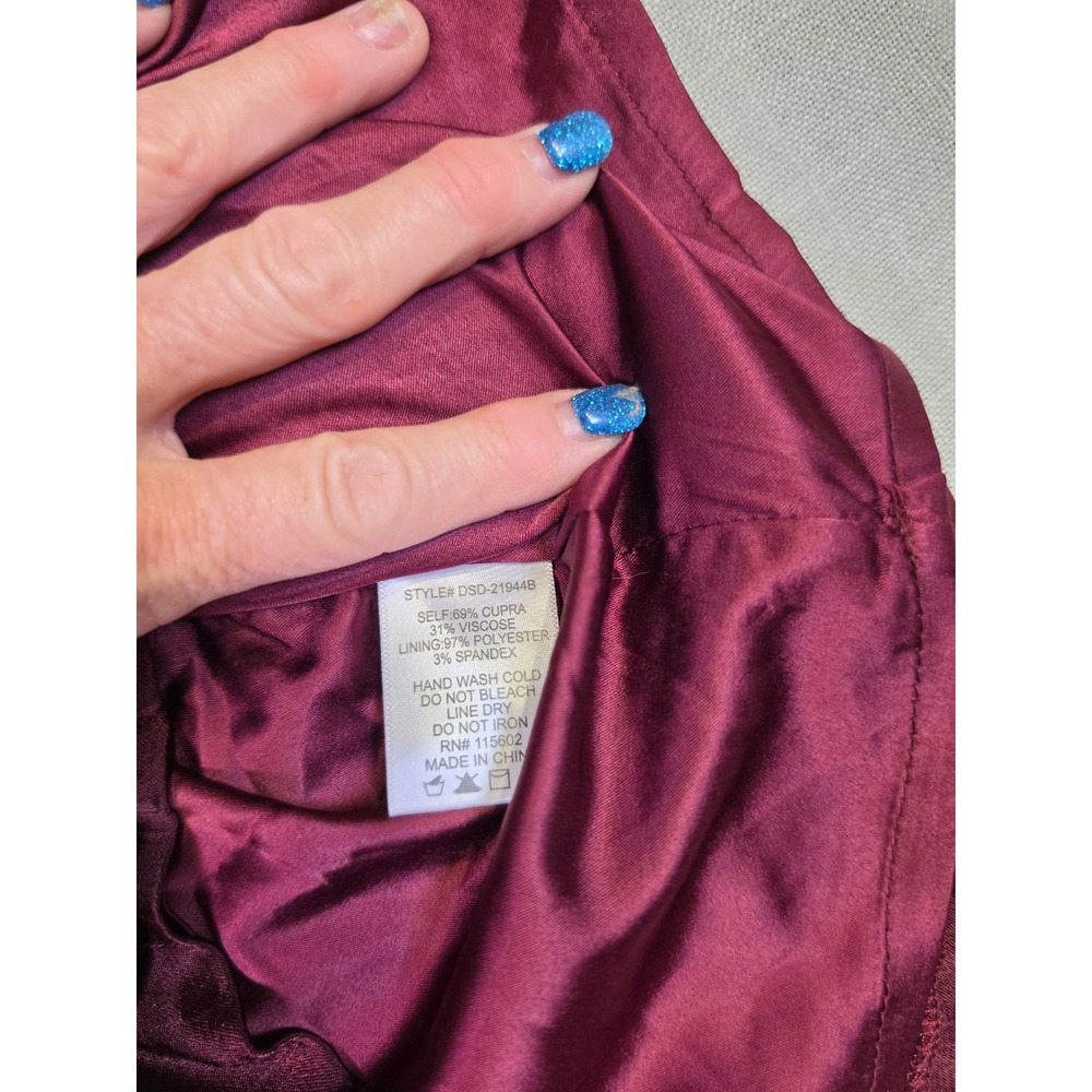 The Impeccable Pig Burgundy Cupro Blend Mini Slip Dress Size Medium DSD-21944B - Picture 5 of 6
